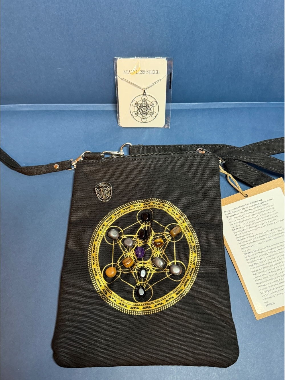 SPN Metatron's Cube Crossbody w/ Heavens Portal Necklace and Ring